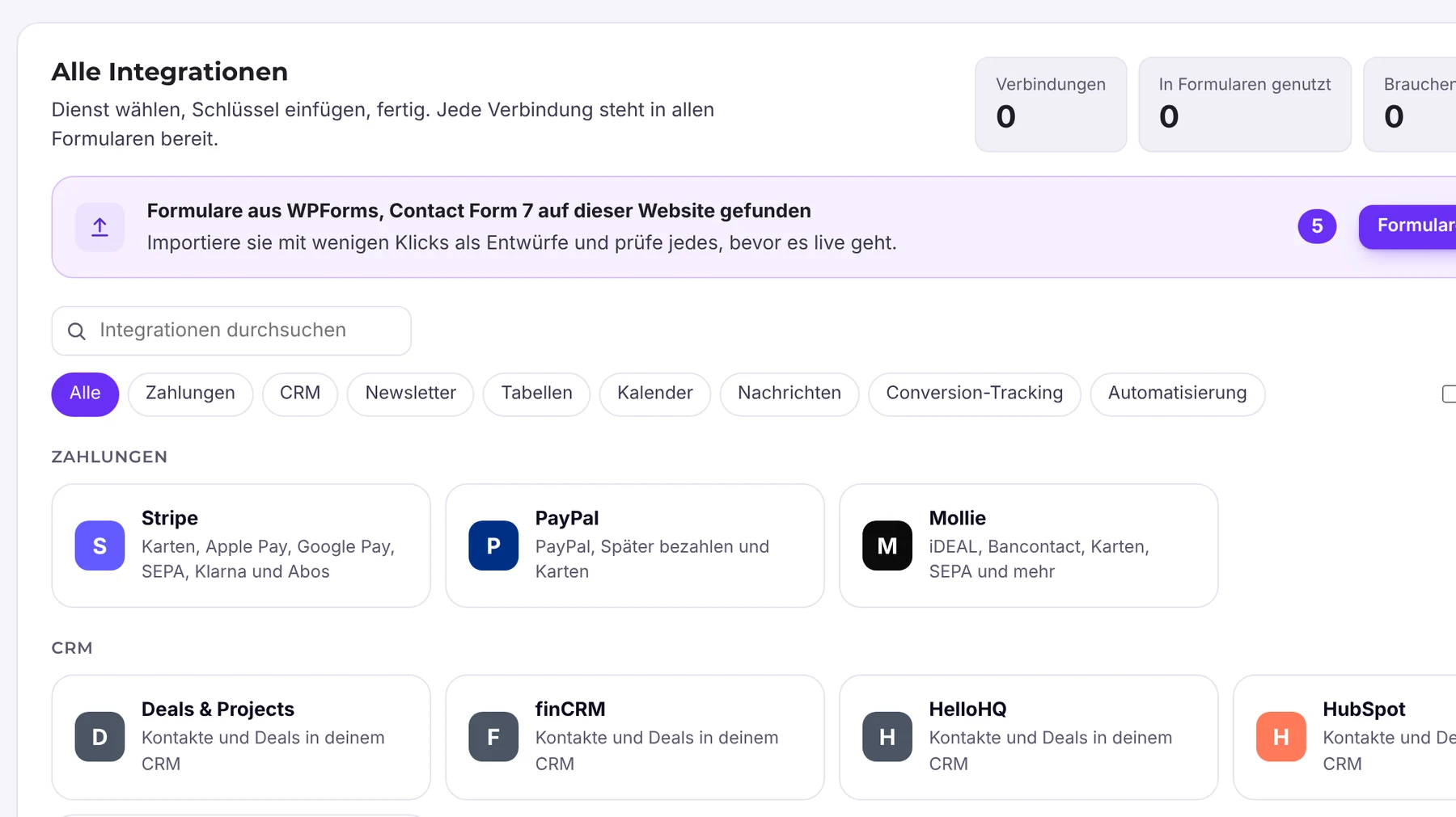 Integrations in Funnelforms Pro 5.0